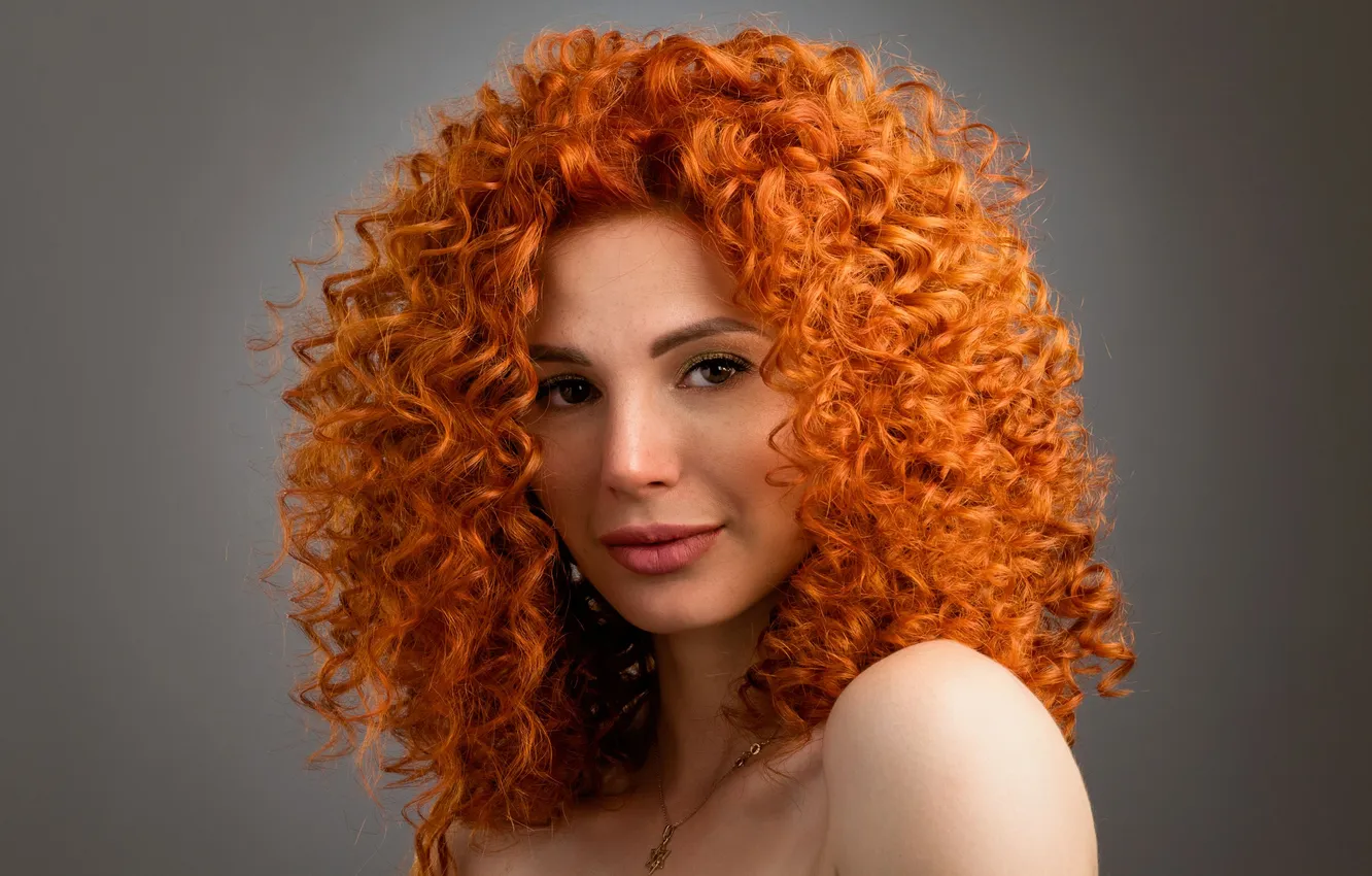 Photo wallpaper red, Tatiana, curly, Evgeny Degtev