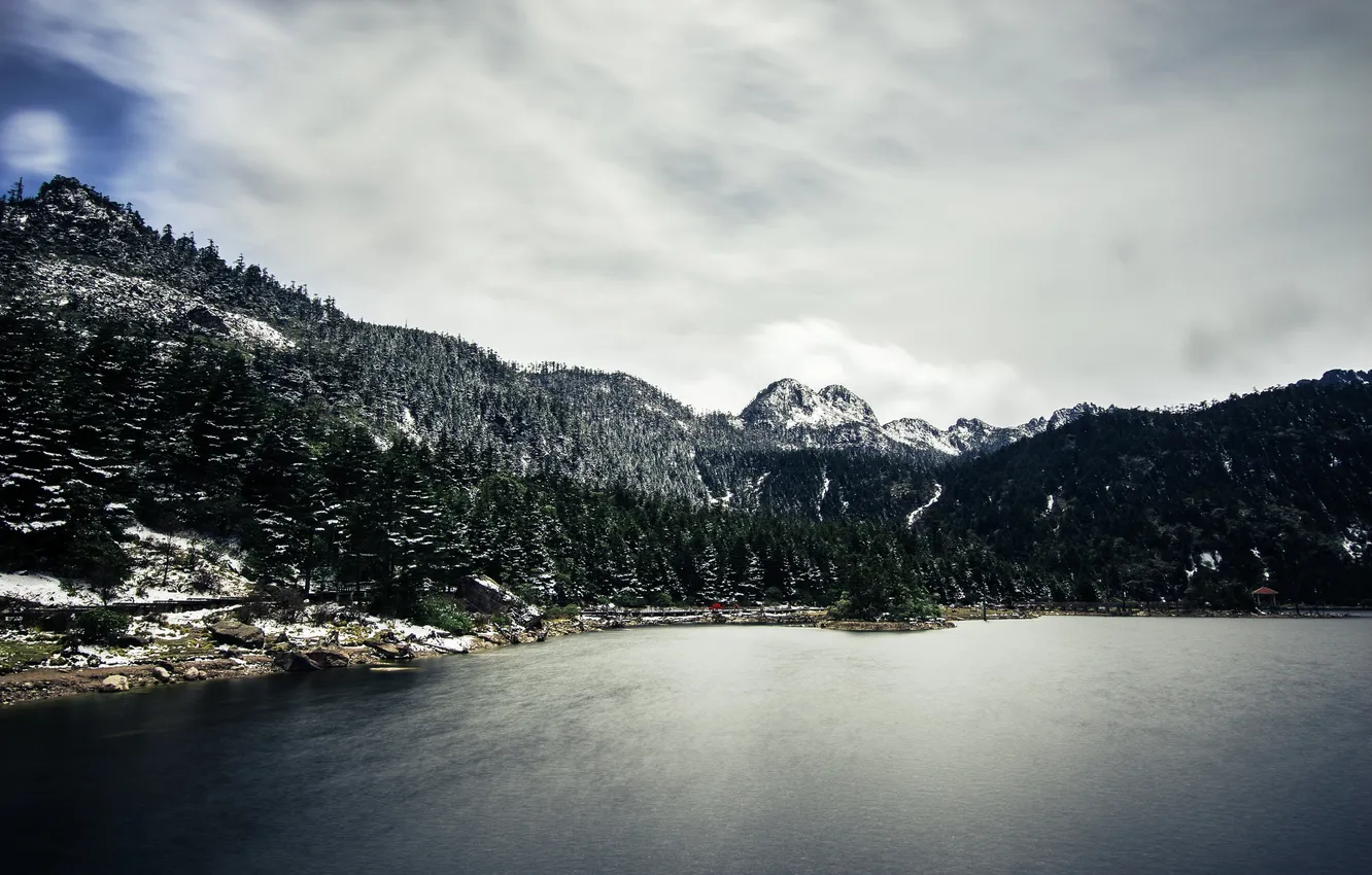 Photo wallpaper mountains, lake, Nature