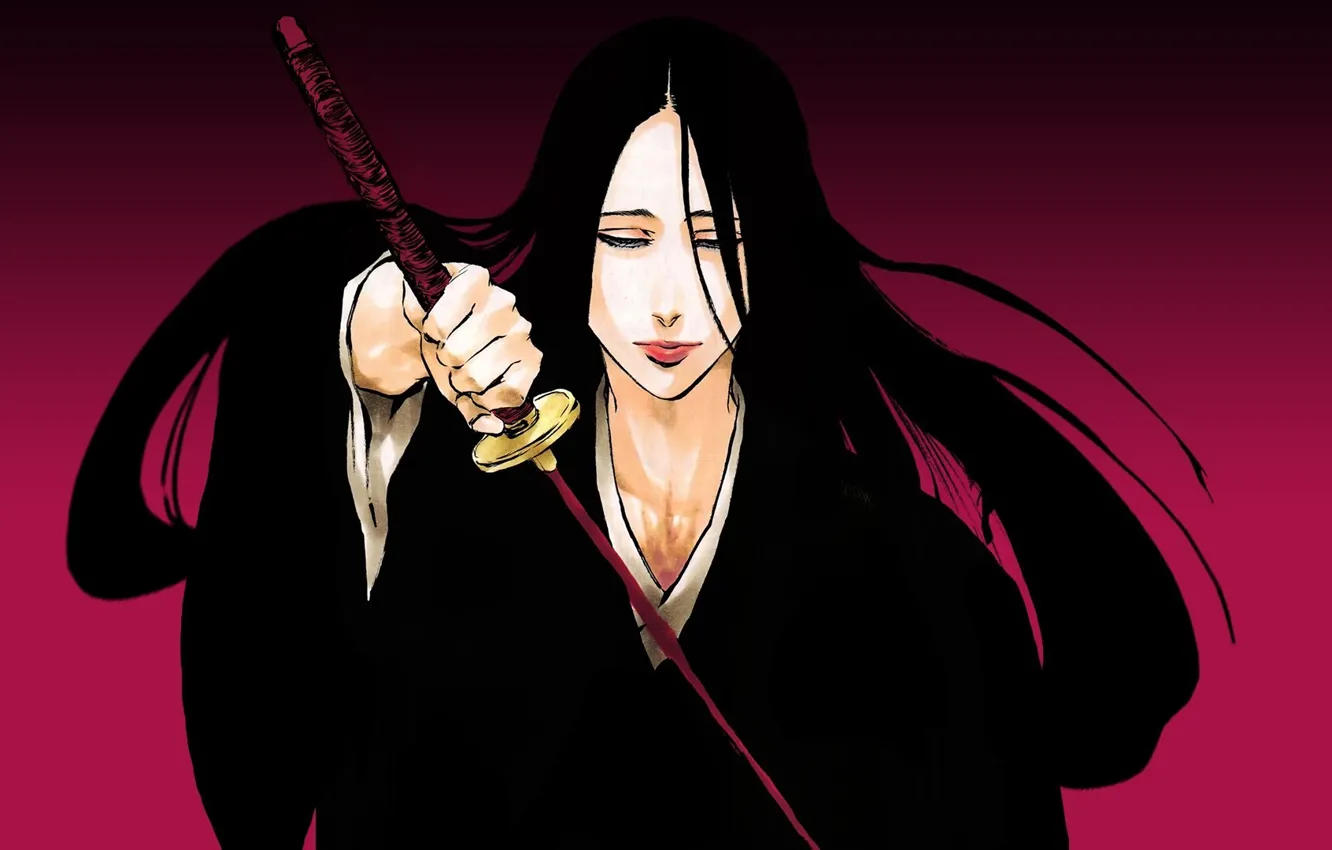 Photo wallpaper sword, game, Bleach, woman, anime, ken, bankai, brunette