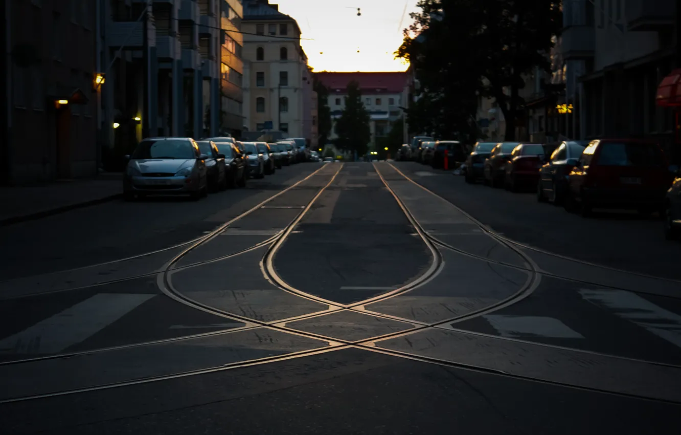 Photo wallpaper the city, rails, crossroads, Finland, Helsinki