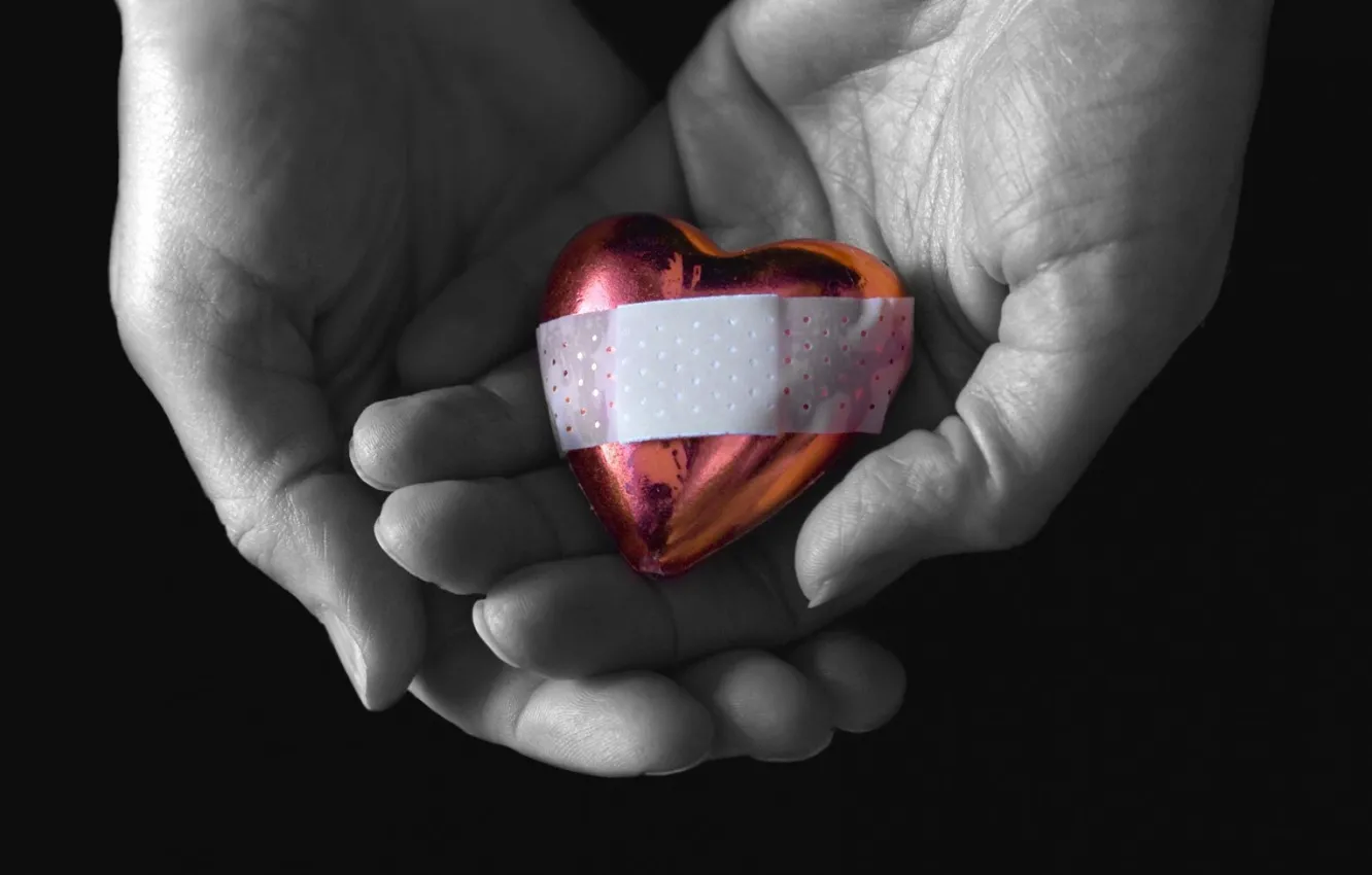 Photo wallpaper red, hands, hearts, heart, hands, protection, careful