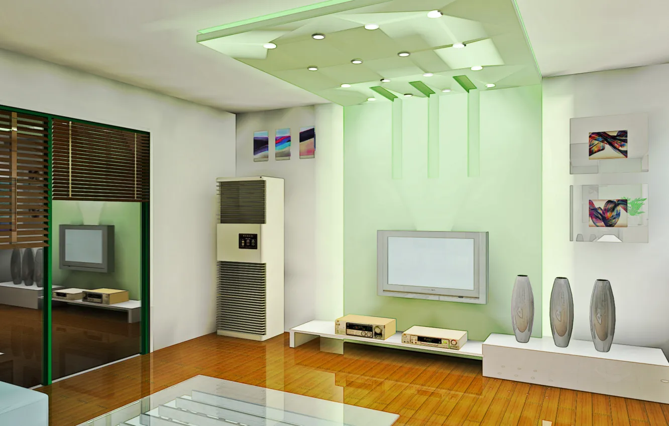 Photo wallpaper green, style, room, interior, apartment, ISIN
