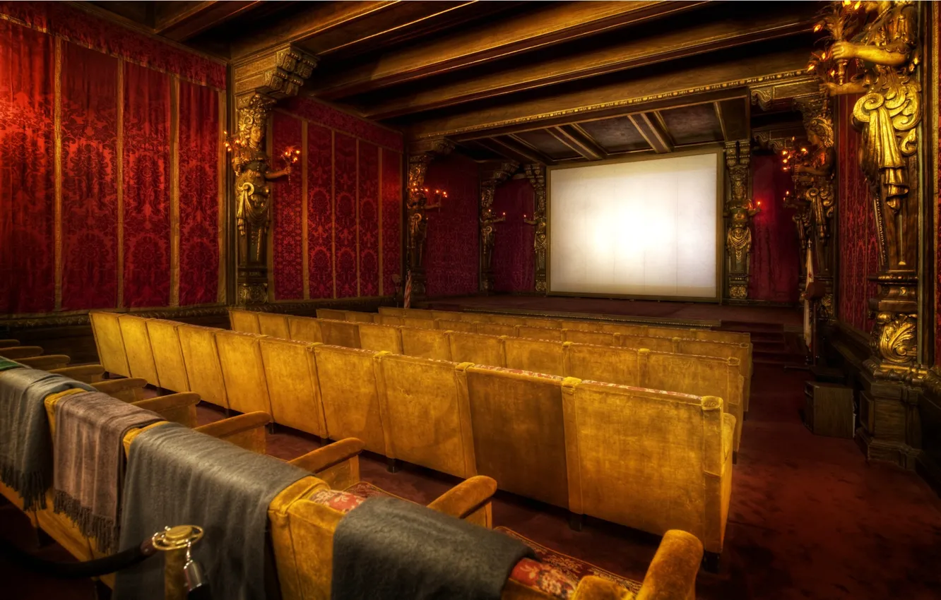 Photo wallpaper movie, movies, chair, a number, hall, cinema, screen