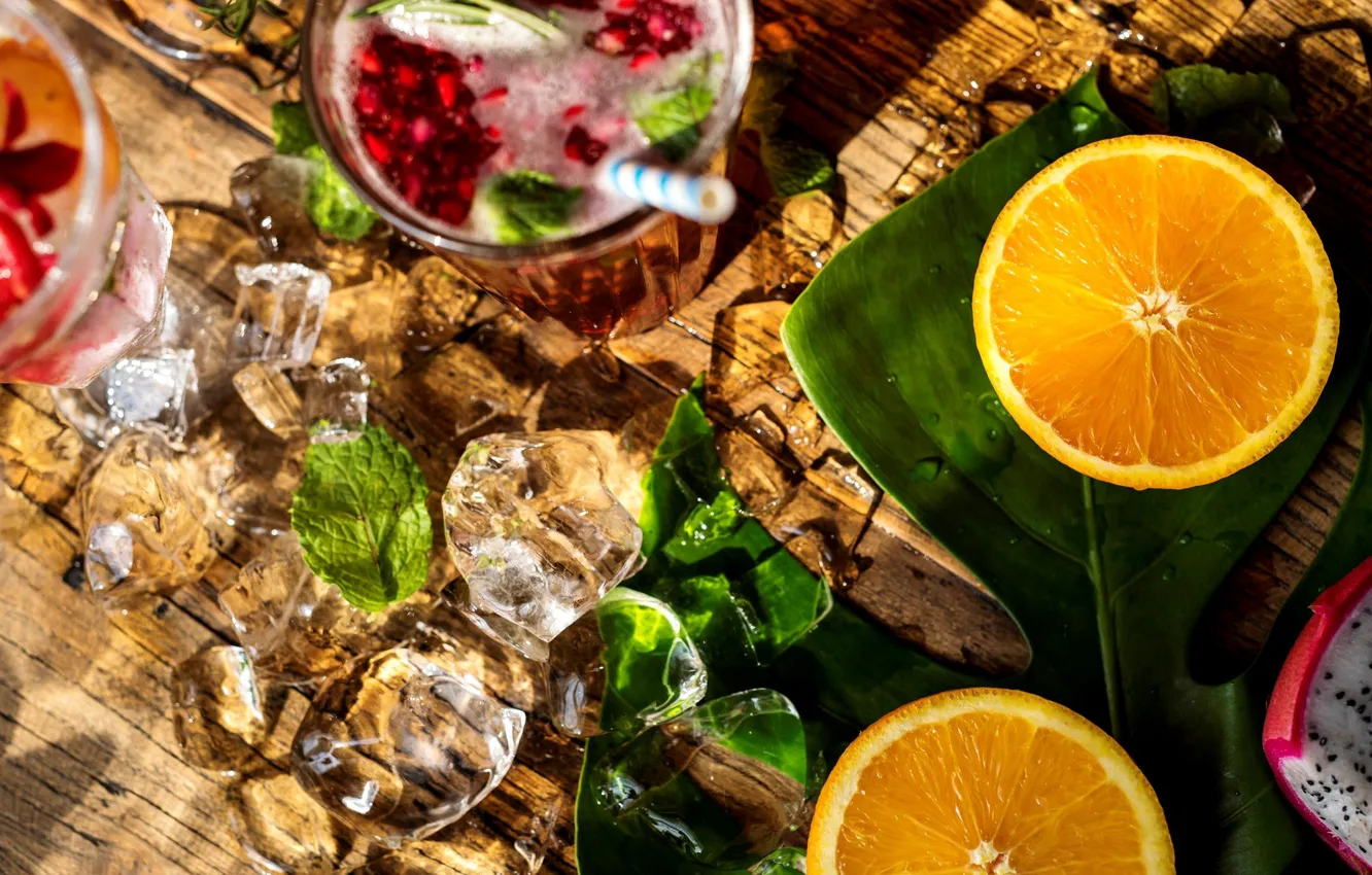 Photo wallpaper ice, orange, drink, tube