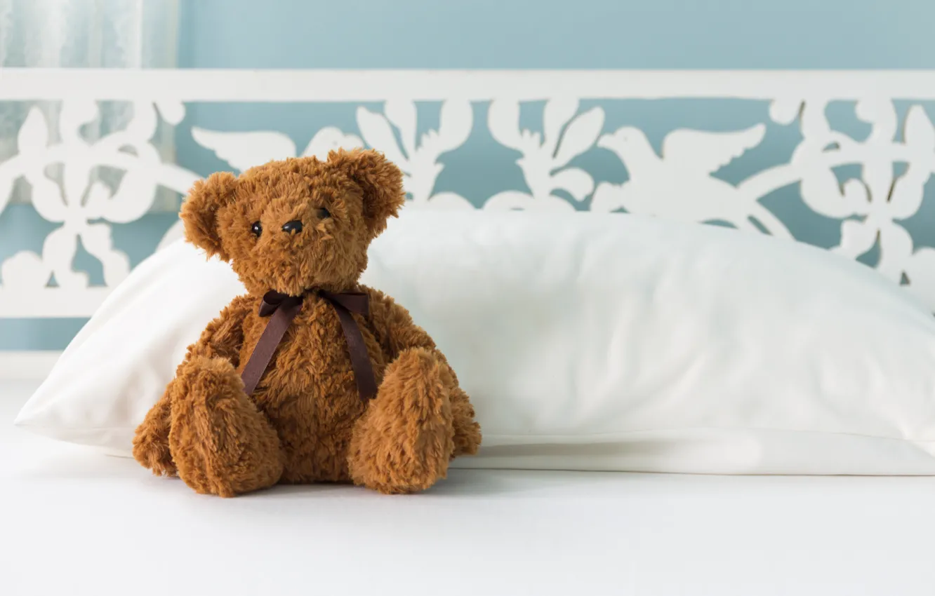 Photo wallpaper toy, bed, bear, bear, bear, teddy, bed, little