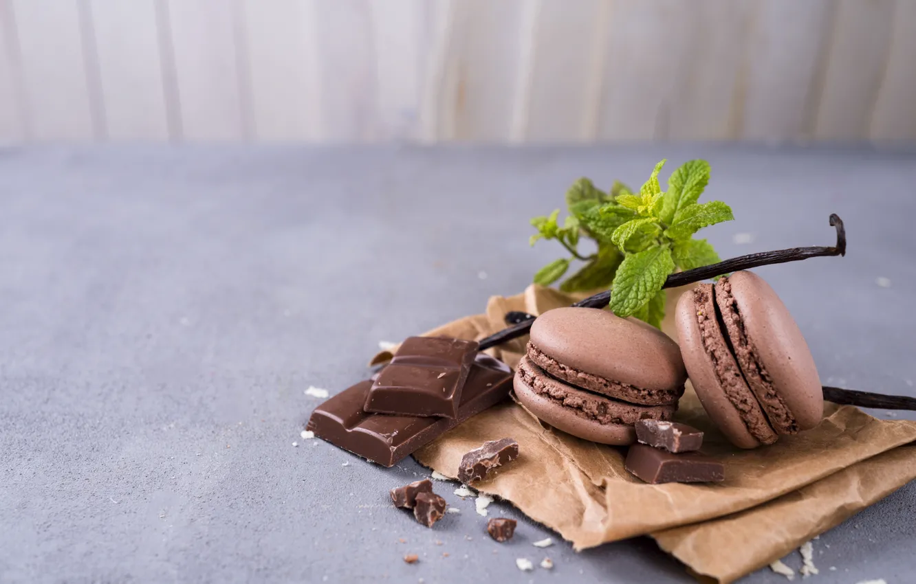 Photo wallpaper cookies, cream, dessert, vanilla, chocolate, macaron, Myfoodie