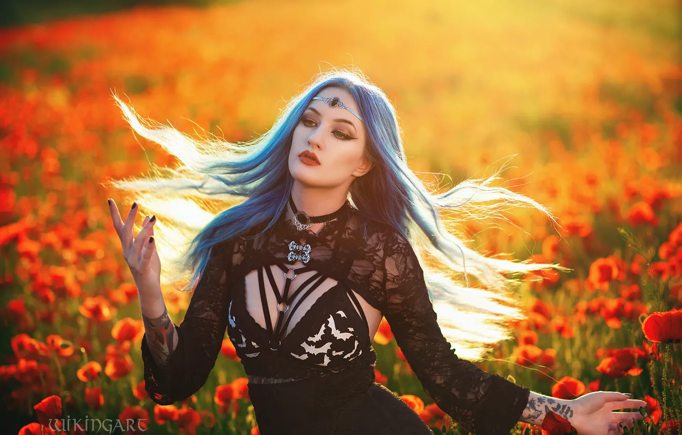 Photo wallpaper girl, nature, pose, style, Maki, makeup, costume, outfit