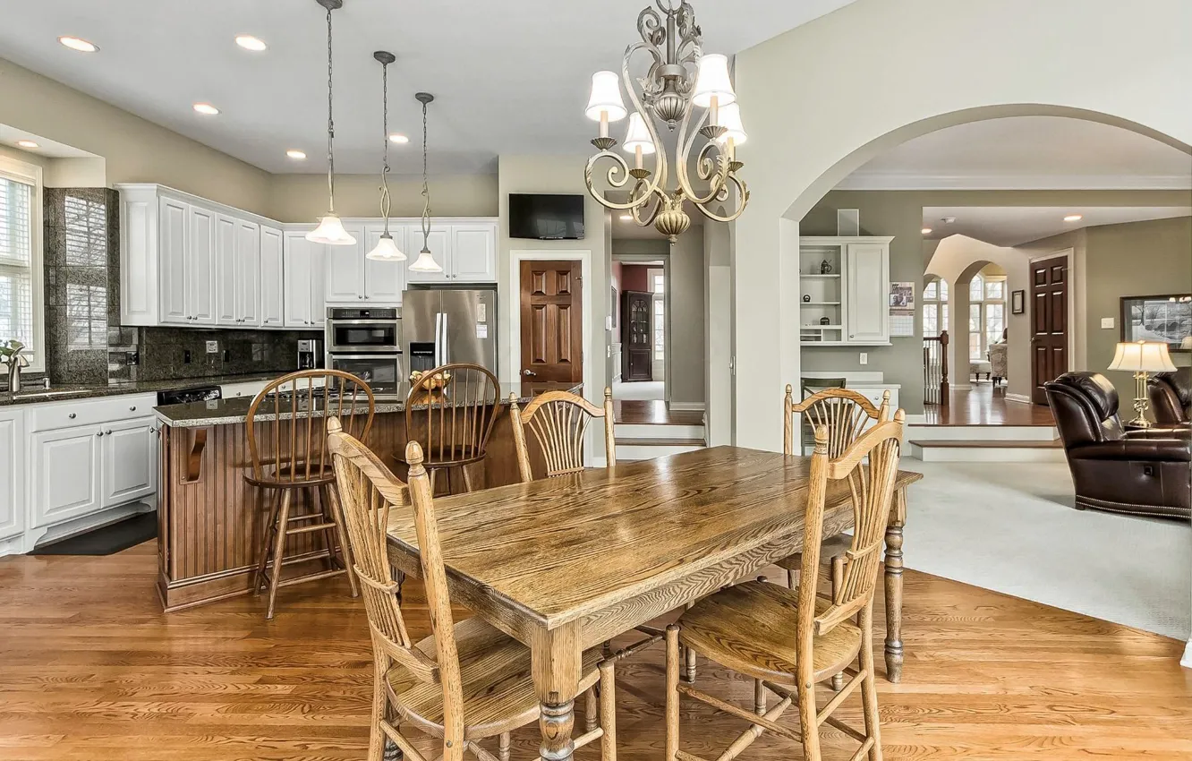 Photo wallpaper Villa, interior, kitchen, dining room, Dublin, living space, Columbus Luxury Home