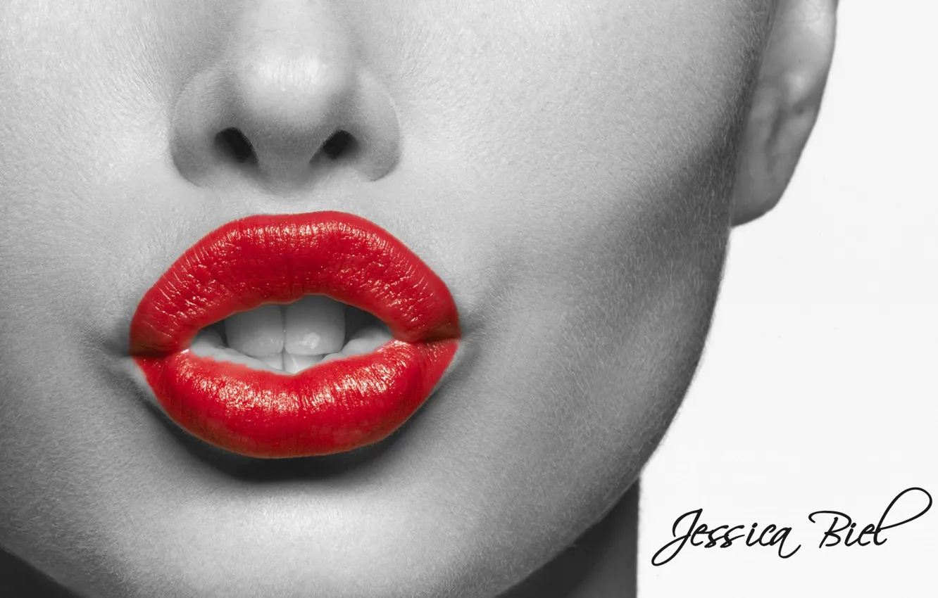 Photo wallpaper red, face, Lips, lipstick