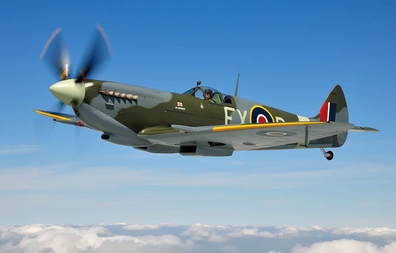 Photo wallpaper fighter, Spitfire, Supermarine Spitfire, RAF, The second World war