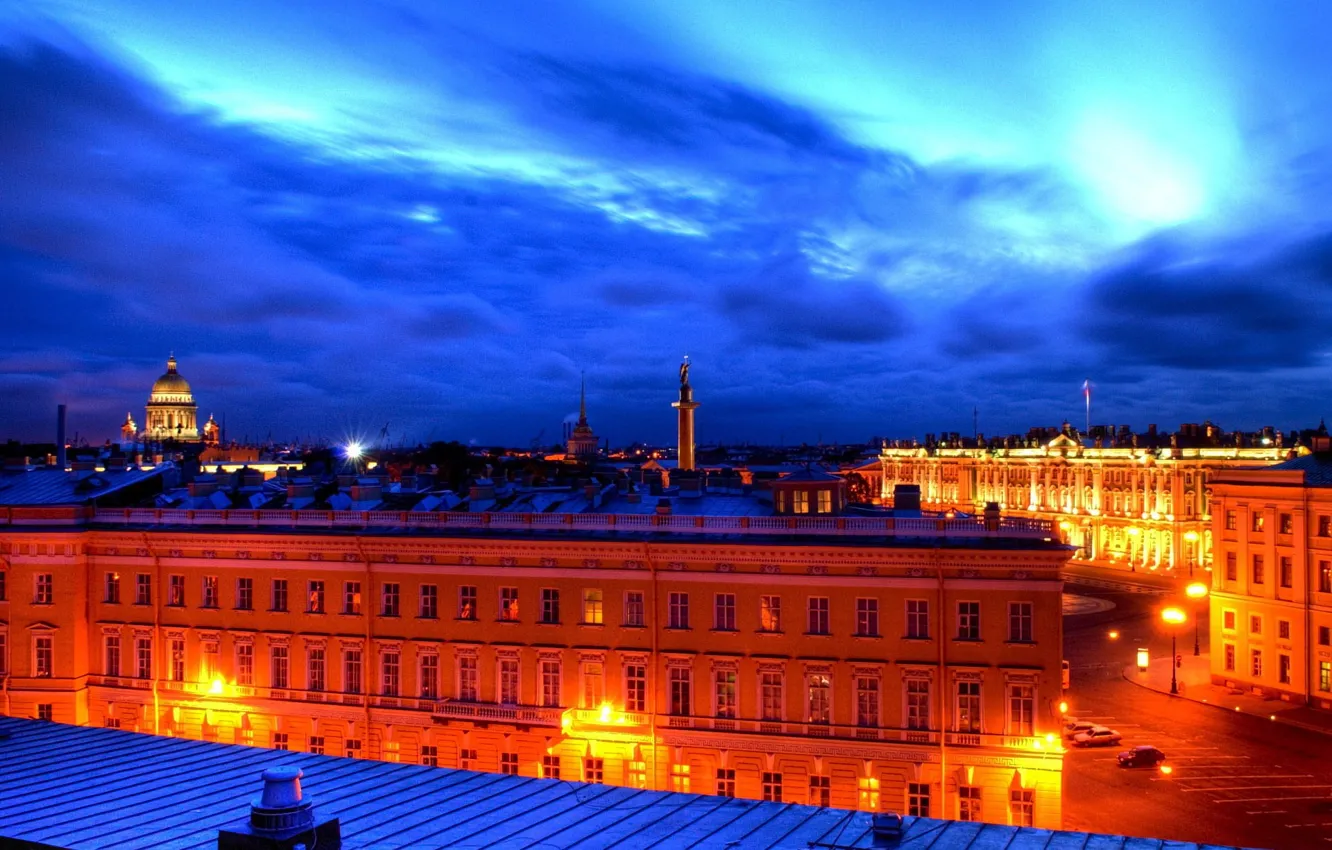 Photo wallpaper roof, Peter, Saint Petersburg, white nights