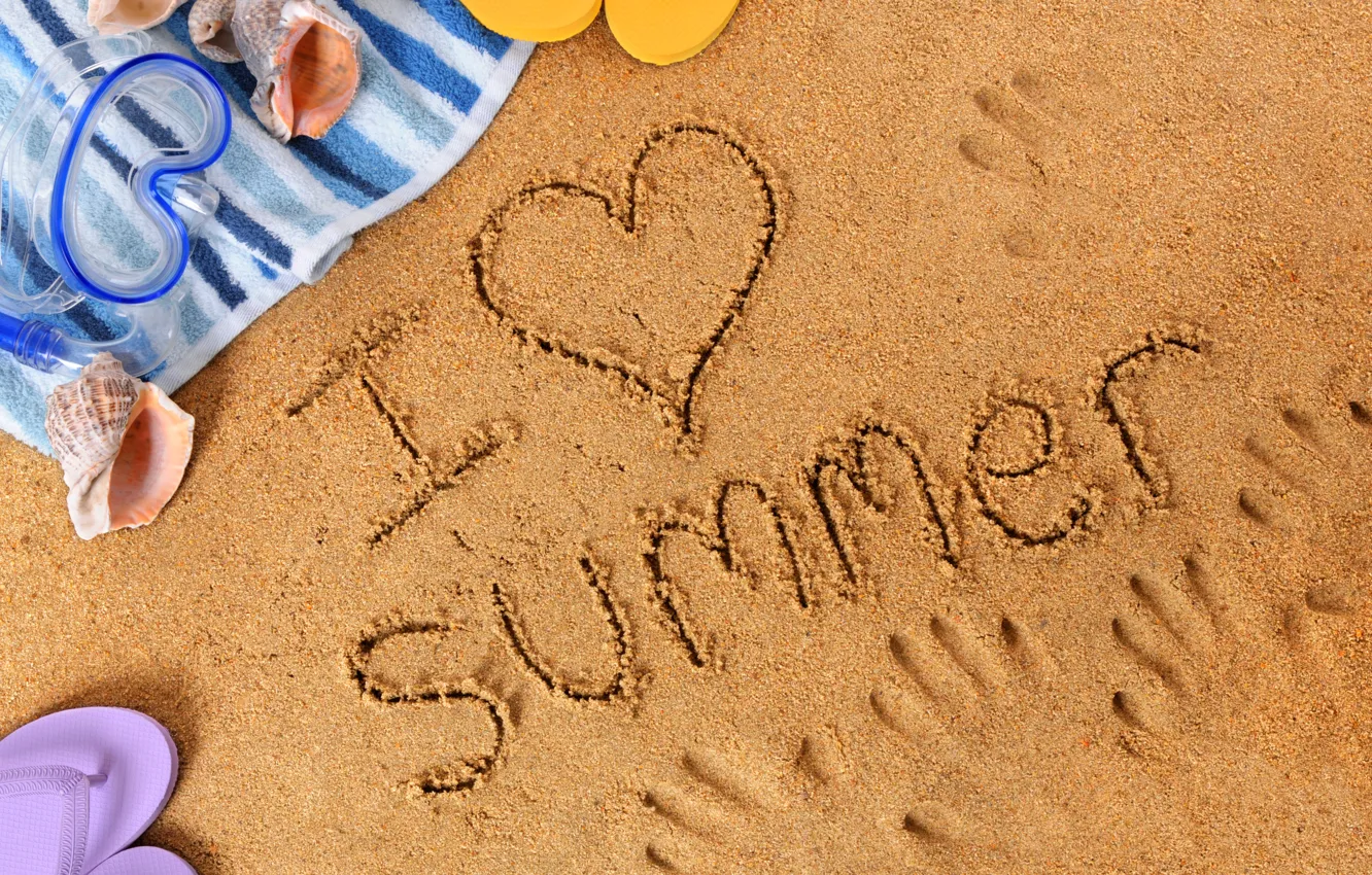 Photo wallpaper summer, beach, sand, I love
