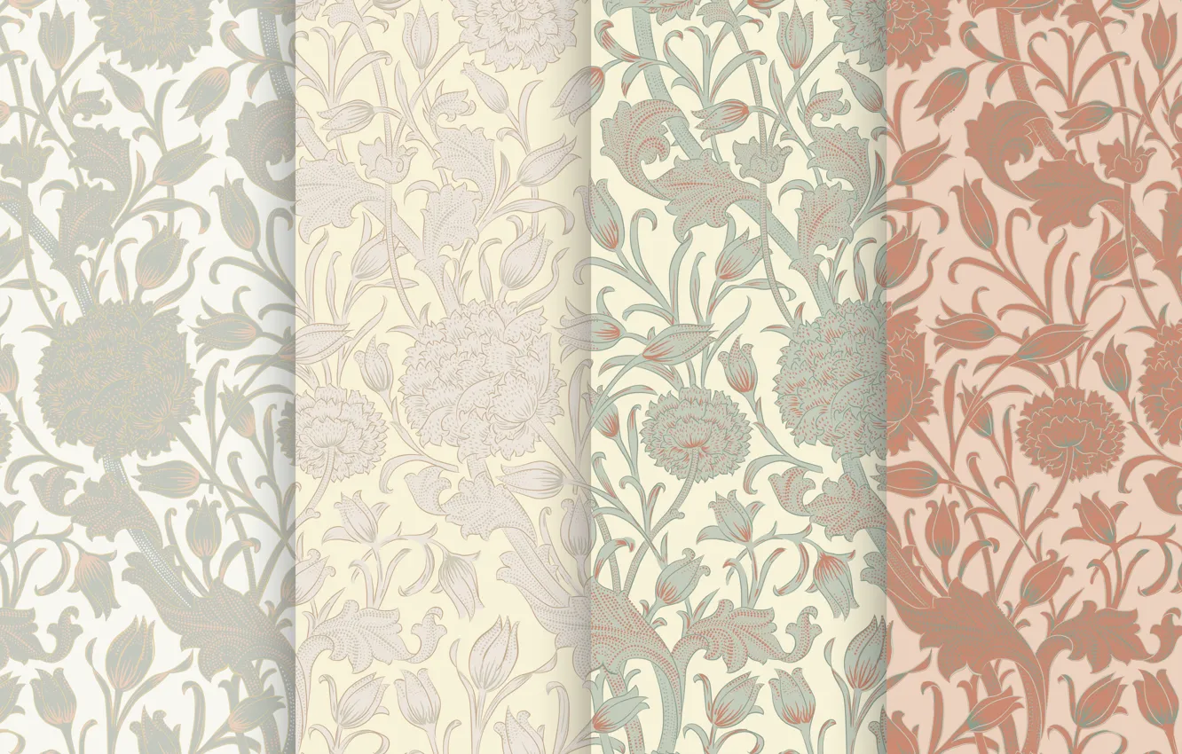 Photo wallpaper leaves, flowers, background, texture, buds, vintage, flower, background