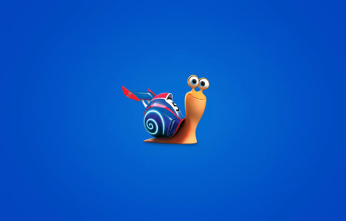 Photo wallpaper snail, minimalism, blue background, Turbo, Turbo, snail