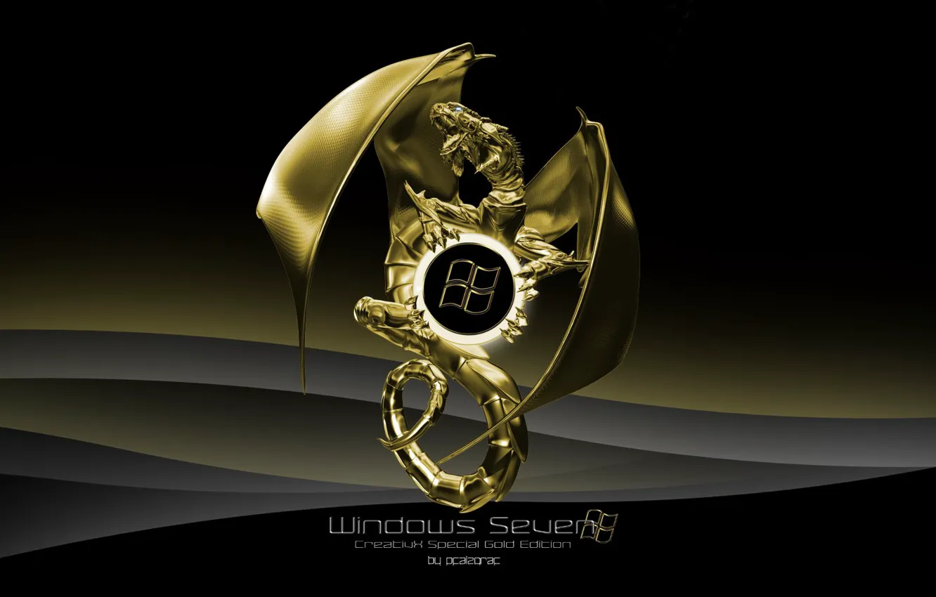 Photo wallpaper gold, dragon, windows