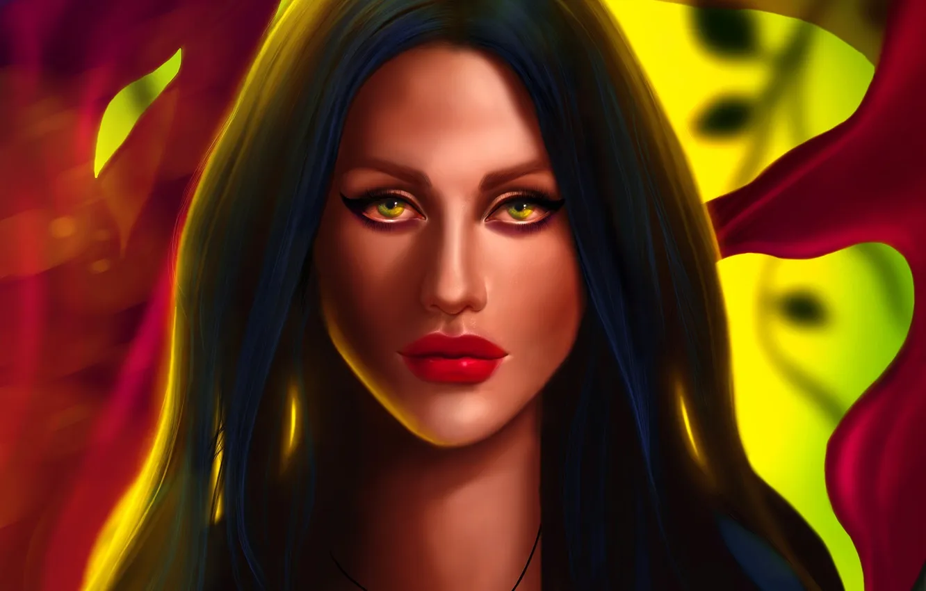 Photo wallpaper look, girl, face, art