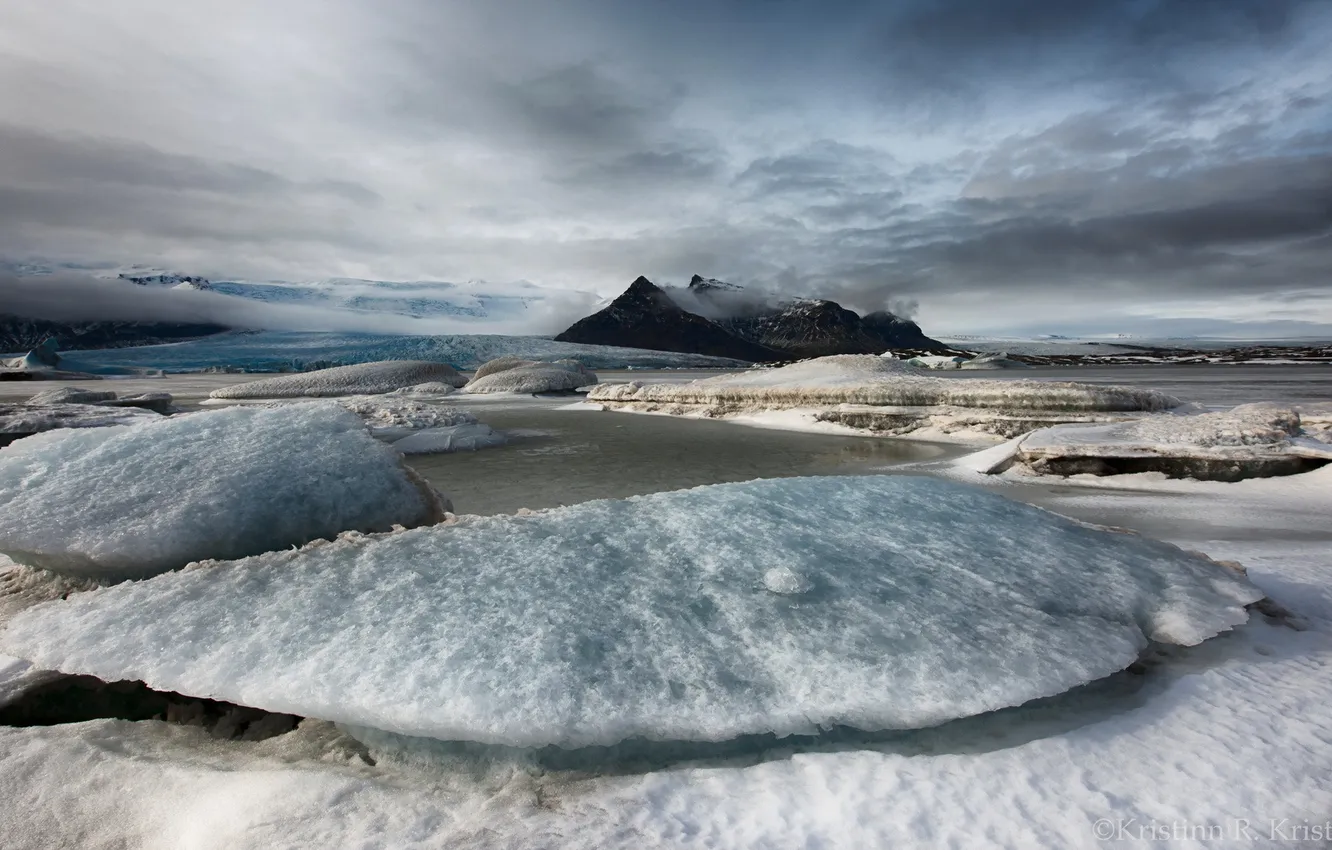 Photo wallpaper Ice, iceland, Lagoon, Fjallsárlón