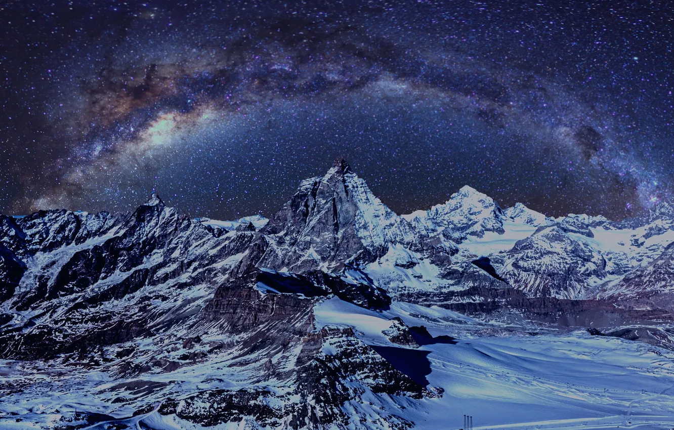 Photo wallpaper Landscape, Switzerland, Mountain, Snow, Canon, Ice, Zermatt, Valley