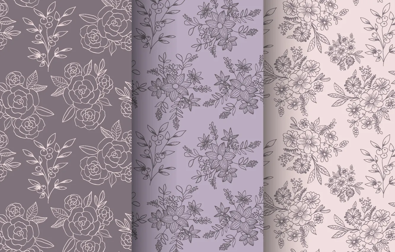 Photo wallpaper flowers, background, pattern, seamless