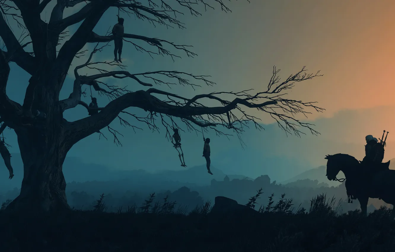 Photo wallpaper trees, The Witcher, Geralt, The Witcher 3: Wild Hunt