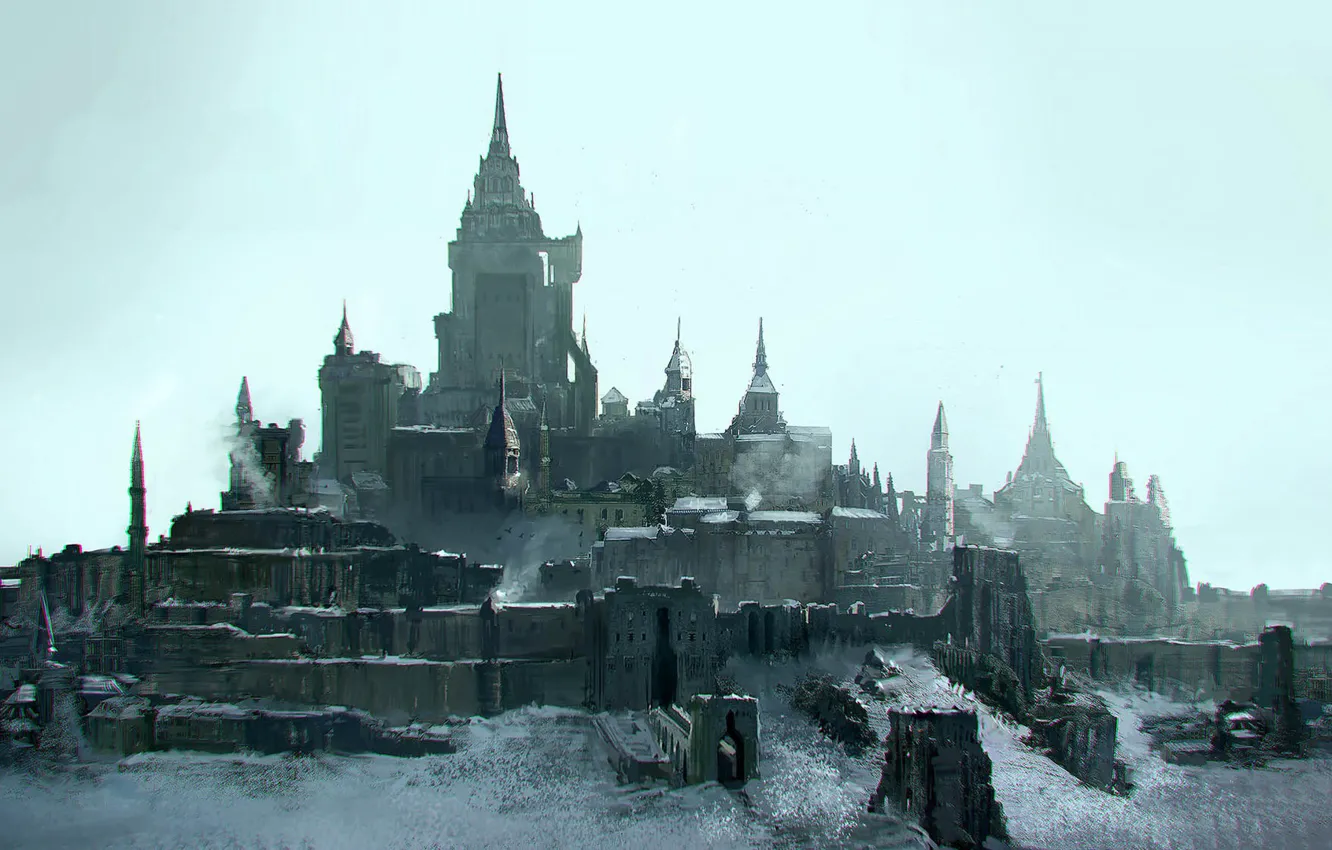 Photo wallpaper castle, fiction, wall, art, architecture, castle, architecture, Concept Art