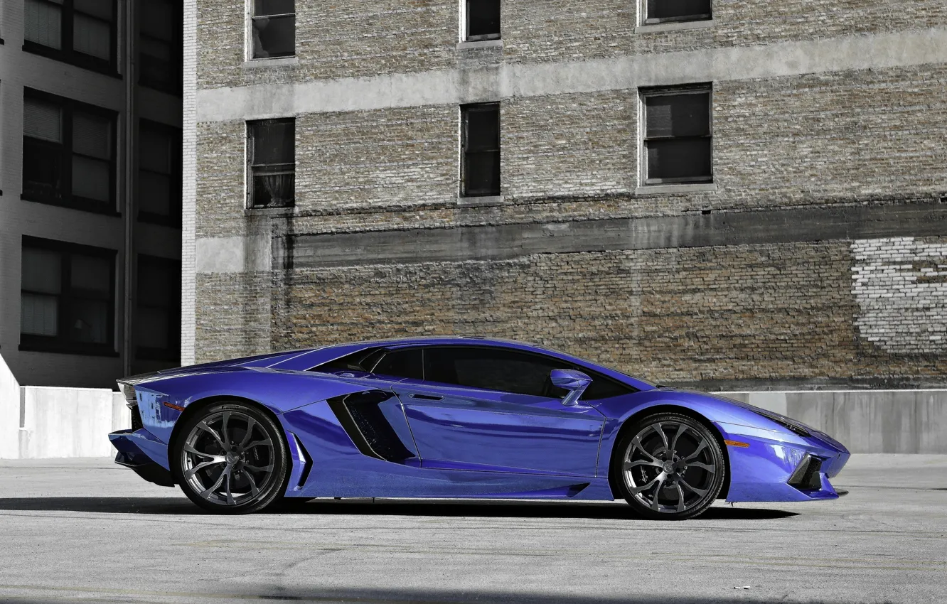 Photo wallpaper blue, profile, lamborghini, drives, blue, aventador, lp700-4, Lamborghini