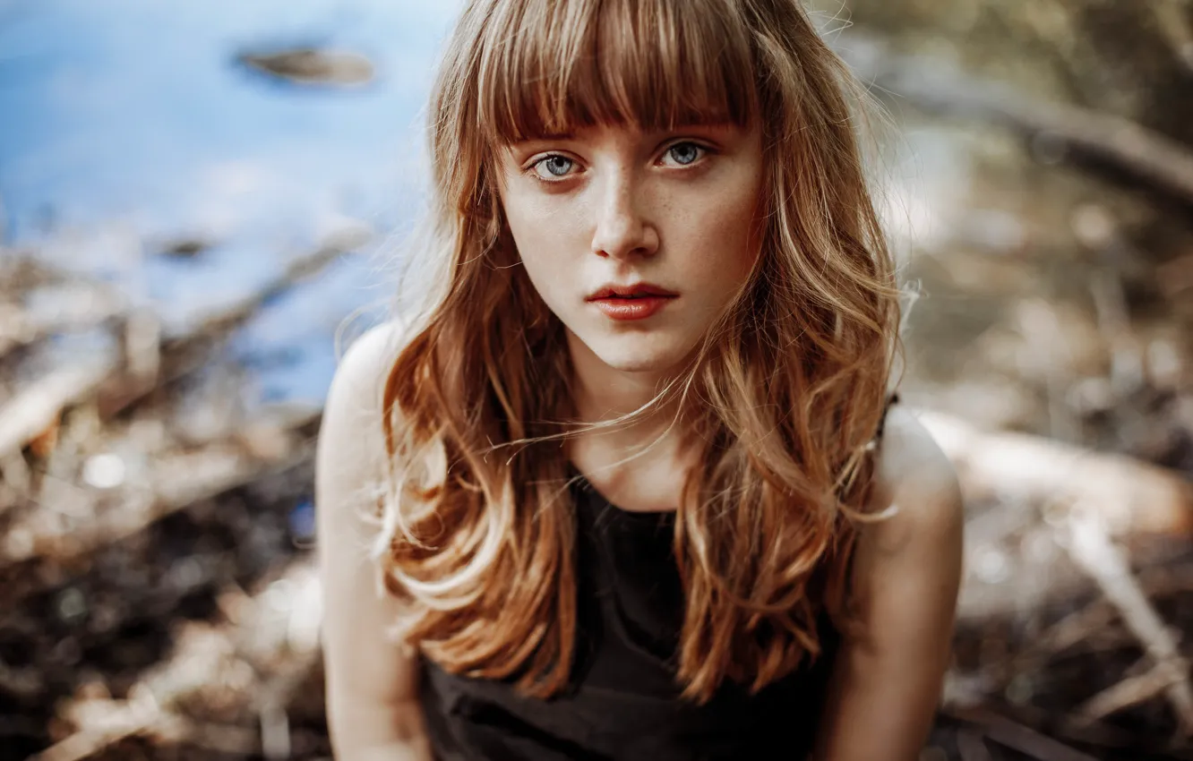 Photo wallpaper eyes, look, face, hair, lips, cutie