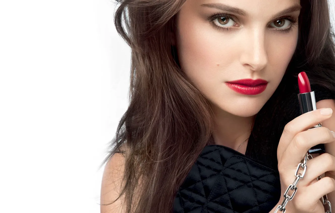 Photo wallpaper look, face, actress, Natalie Portman, celebrity, red lipstick