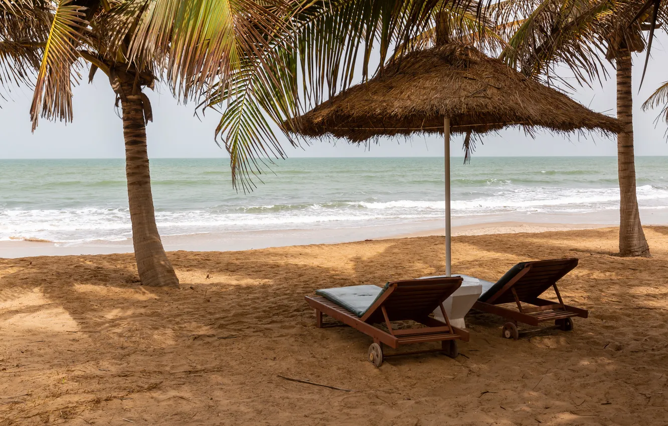 Photo wallpaper sand, sea, beach, summer, the sky, palm trees, vacation, summer