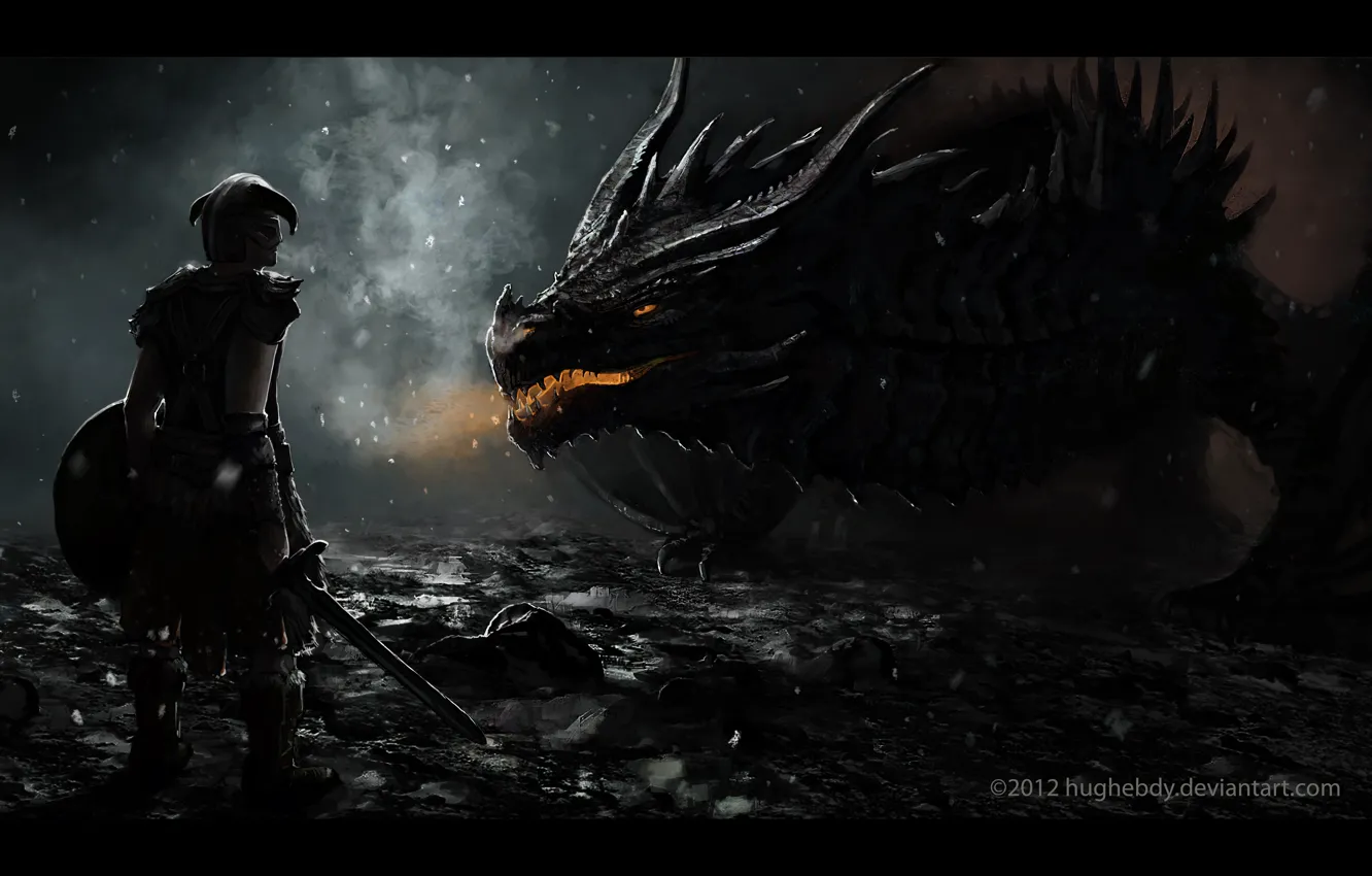 Photo wallpaper dragon, Skyrim, dragon born, dovakin
