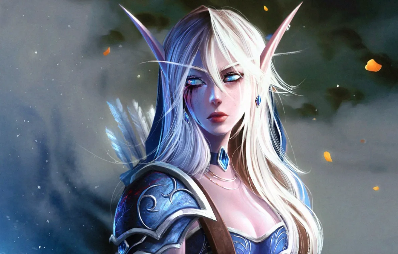 Photo wallpaper girl, elf, Warcraft, arrows, Sylvanas Windrunner, High Elf
