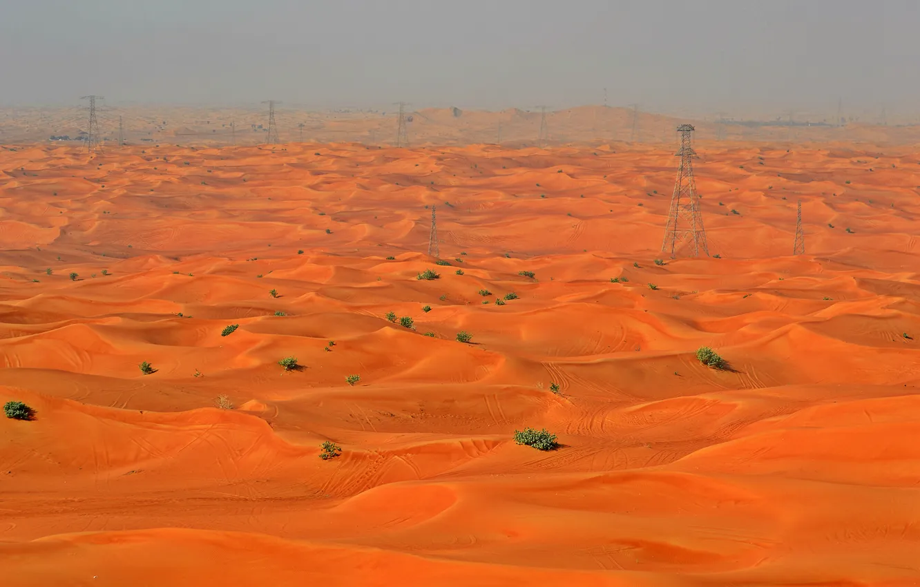 Photo wallpaper sand, the sky, desert, tower, support, haze