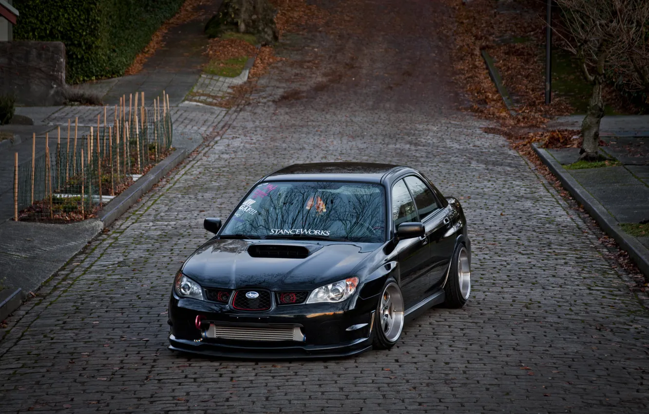 Photo wallpaper road, machine, auto, street, Subaru, Impreza