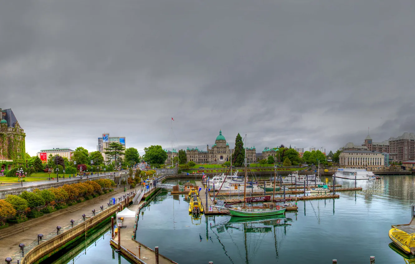 Photo wallpaper ship, home, Victoria, Canada, panorama, Bay, British Columbia