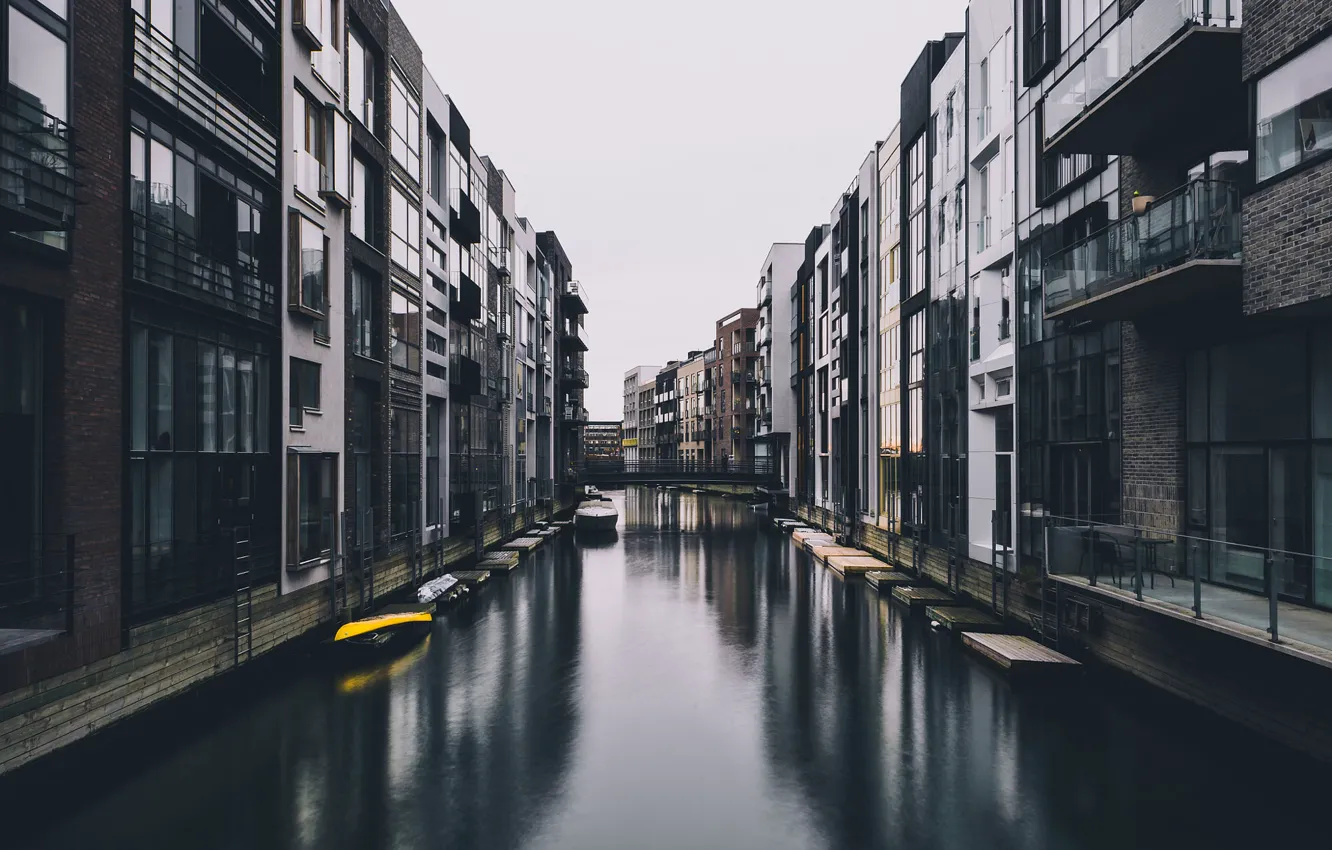 Photo wallpaper boat, Denmark, channel, architecture, Copenhagen