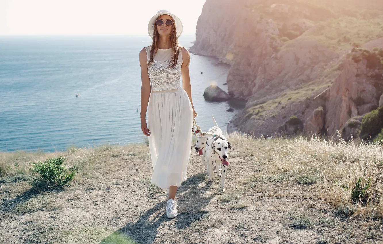 Photo wallpaper girl, dress, hat, woman, beautiful, Slender