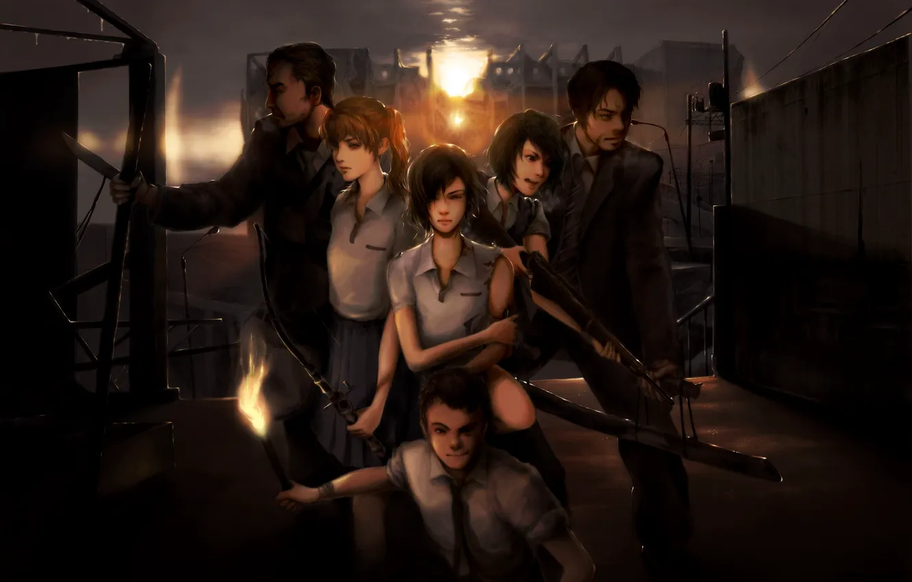 Photo wallpaper weapons, danger, ruins, survivals, Heavy School, Survivors