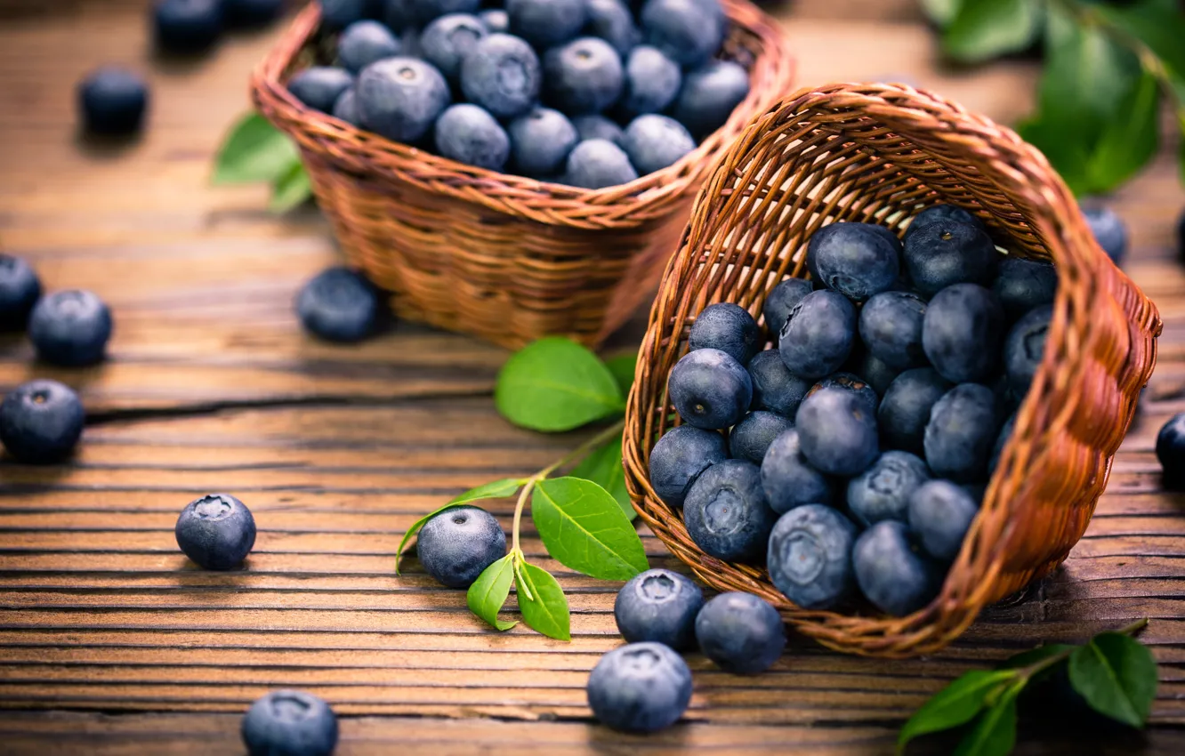 Photo wallpaper berries, blueberries, fresh, wood, blueberry, blueberries, berries