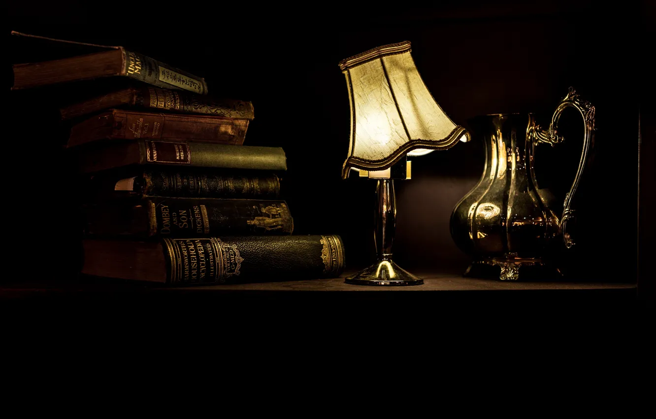 Photo wallpaper Light, Interior, Lamp, Pot, Cozy, Books, Jez Timms