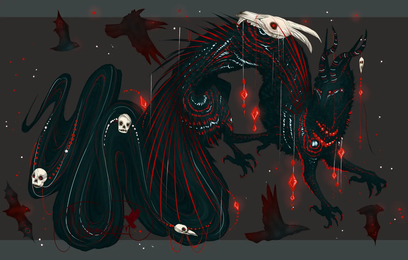 Photo wallpaper skull, being, mask, bats