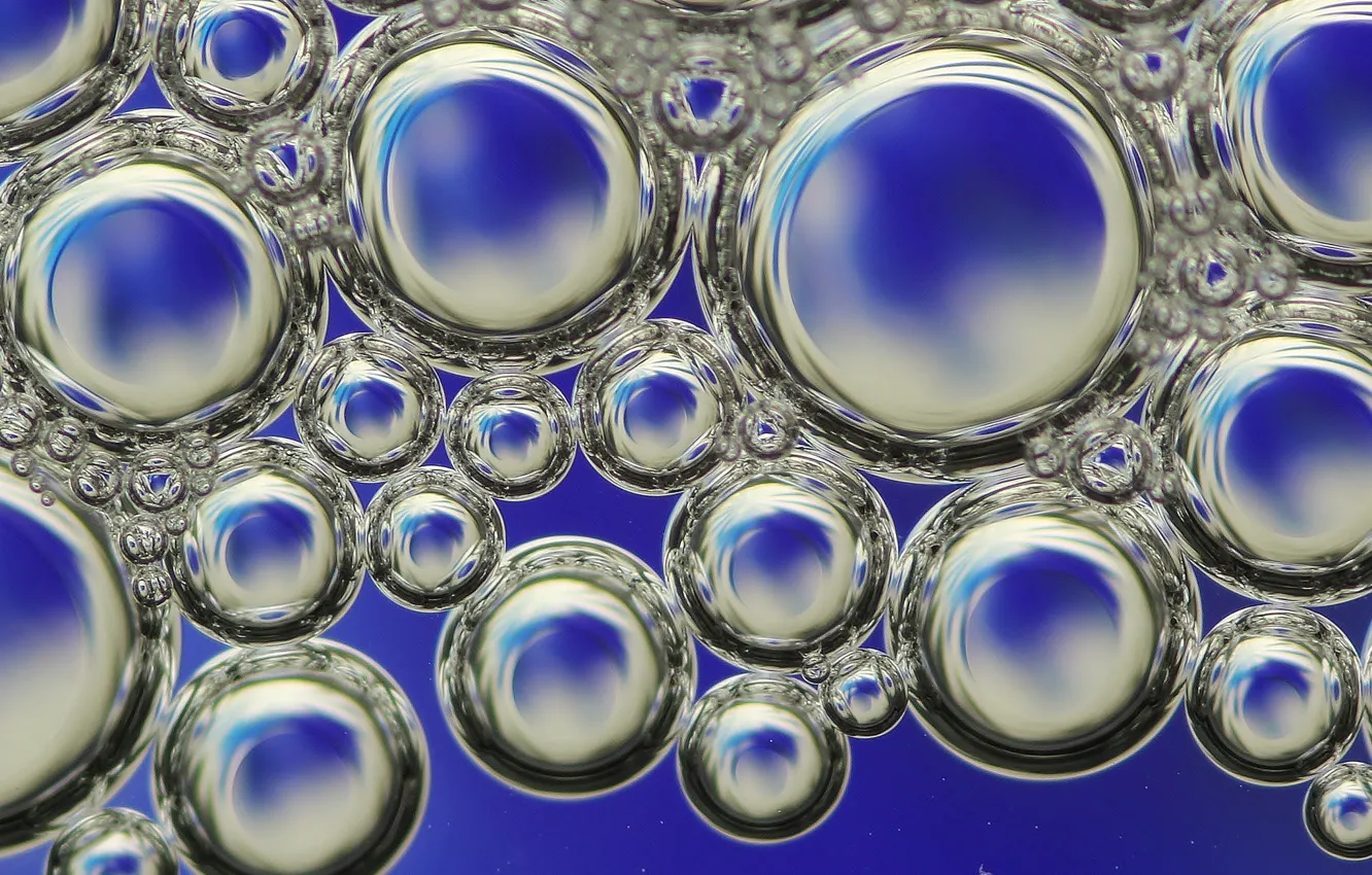 Photo wallpaper water, macro, bubbles, round, the air, the volume