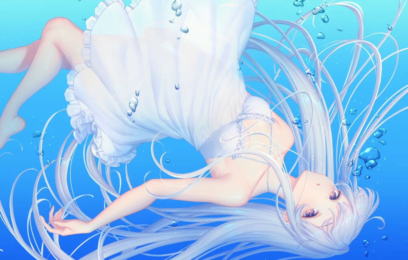 Photo wallpaper water, girl, bubbles, long hair, sakura shiho, shihoncake