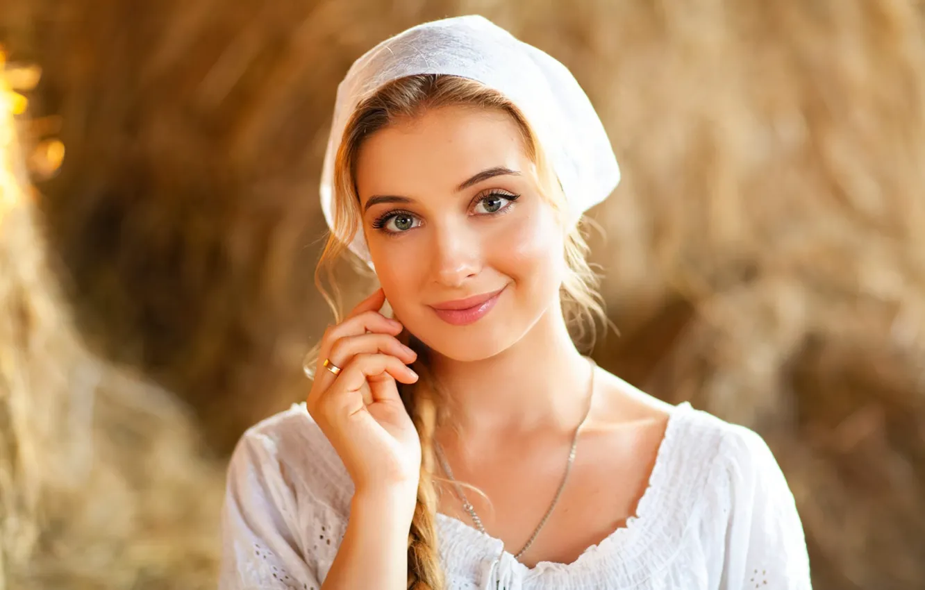 Photo wallpaper look, eyes, smile, pretty, lips, Olga Boyko, Olga Boyko, Svitlana