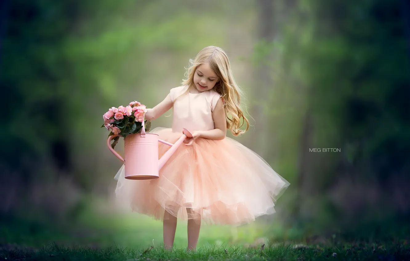 Photo wallpaper summer, flowers, girl