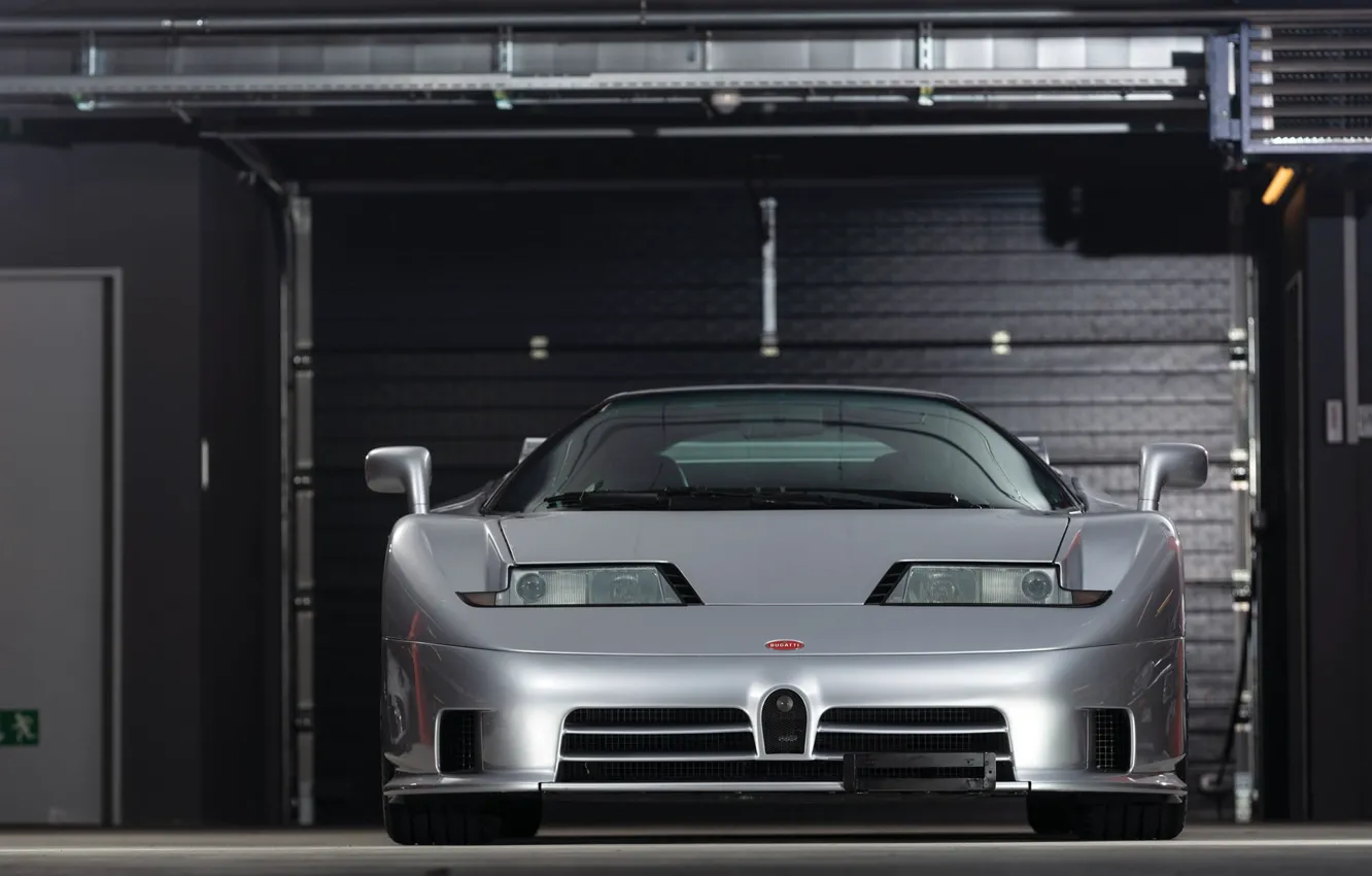 Photo wallpaper Grey, Supercar, Garage, Bugatti EB 110