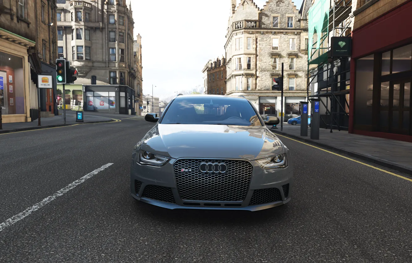 Photo wallpaper Audi, Street, Grey, England, Road, Forza Horizon 4, Audi RS 4