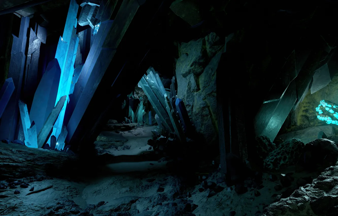 Photo wallpaper game, Starfield, cave, adventures, Crystal, screen shot