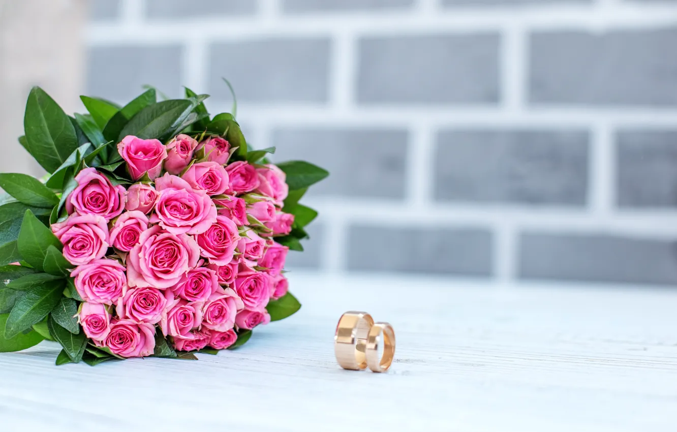 Photo wallpaper holiday, bouquet, ring, wedding