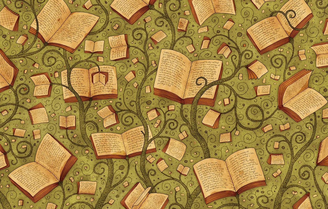 Photo wallpaper letters, background, plant, book, vladstudio