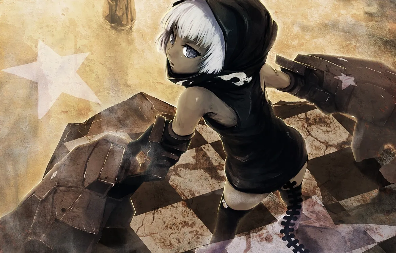 Photo wallpaper girl, black rock shooter, strength